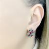Silver Earrings with 6.029ct Natural Sapphire, Ruby, Emerald (2112419)