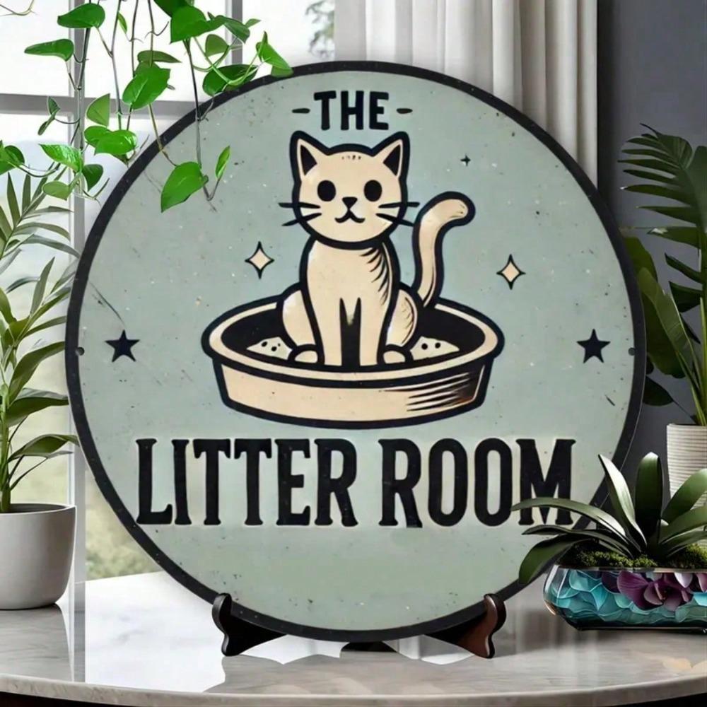 Round Metal Wall Sign Cat 8x8 Inch Home Decor