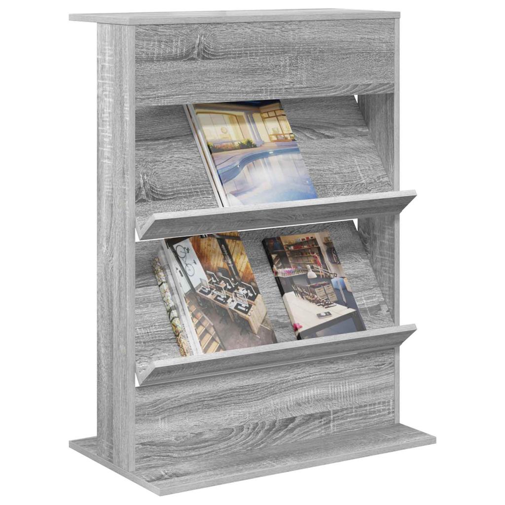 Magazine Shelf Grey Sonoma 70 X 41 X 96 Cm Particleboard