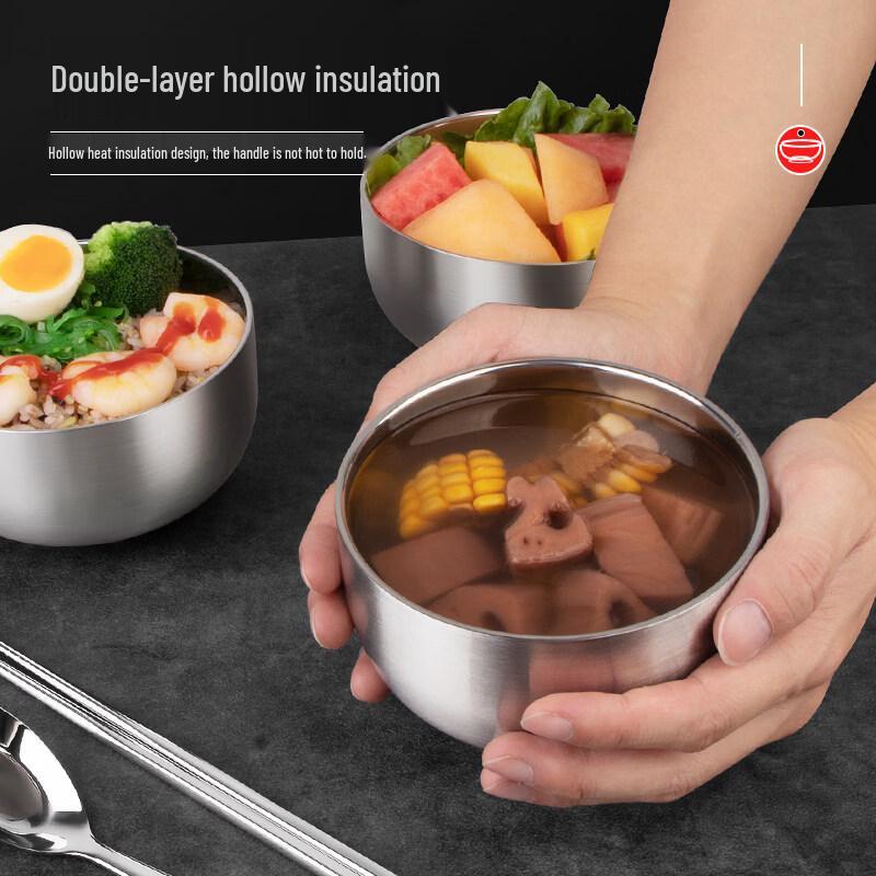 304 Stainless Steel Korean Style Double-Layer Insulated Bowl