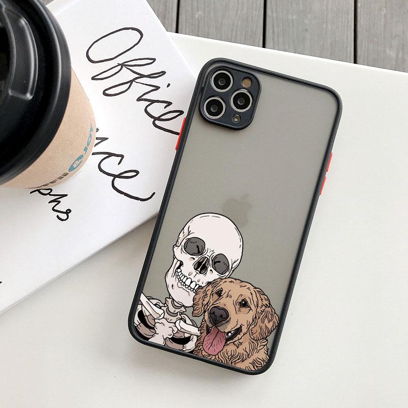 Luxury Funny Cute Skeleton Skull Cat Case for iPhone X XS XR 16 15 14 13 12 11 Pro Max SE2 7 8 Plus Shockproof Back Cover Funda