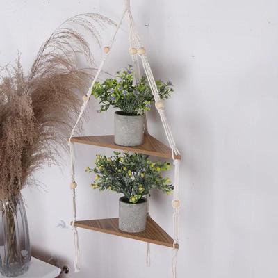 Mājas dekoru izstrādājumi Peldoši plaukti Koka statīvs Boho mājas dekors Stūra plaukts Sienas piekārts dekors Trīsstūra plaukts Display statīvs