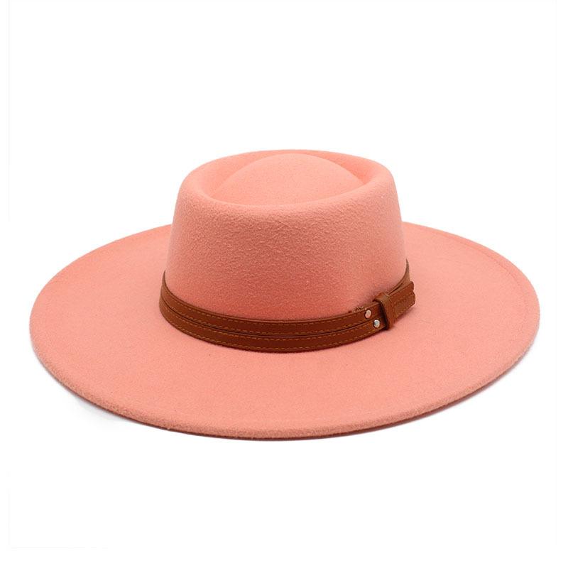 Solid Color Wool 9.5Cm Brim Men'S And Women'S Warm Outdoor Elliptical Concave Convex Torus Top Hat