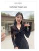 Women's Plus Size Black Long Sleeve Knit Dress - Slimming and Elegant for Spring/Autumn