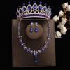 DIEZI Princess Bridal Rose Red Crystal Crown Tiara Women Girls Wedding Party Rhinestone Tiaras Necklace Earrings Jewelry Sets