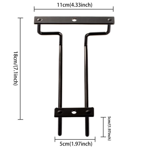 Dianoo 18cm Black Wine Glass Rack, Under-Shelf Wine Glass Holder, Hanging Stemware Rack for Cabinet Kitchen Bar, Set of 2