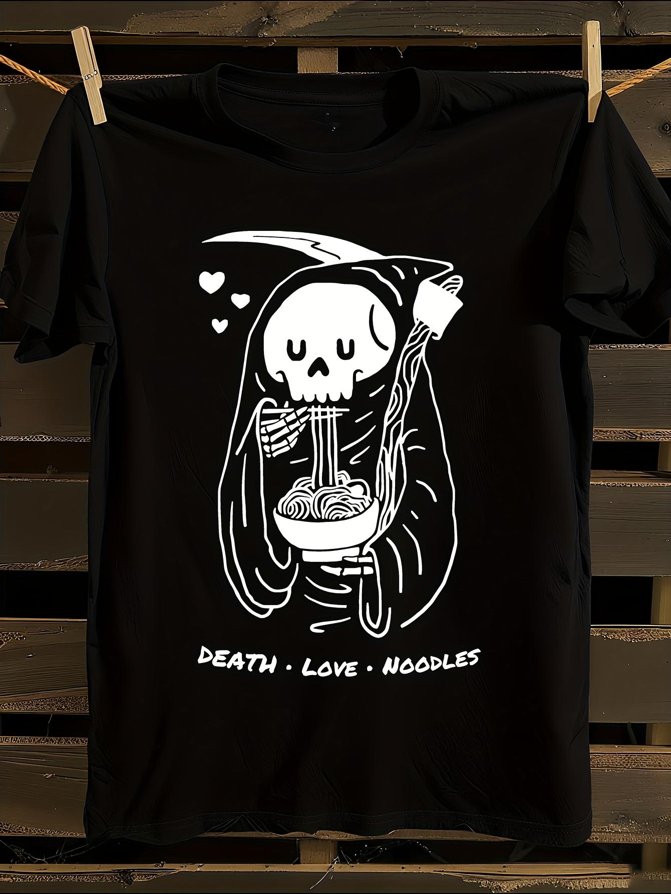 Death Love Noodles Funny Anime Skeleton Ramen T-shirt S