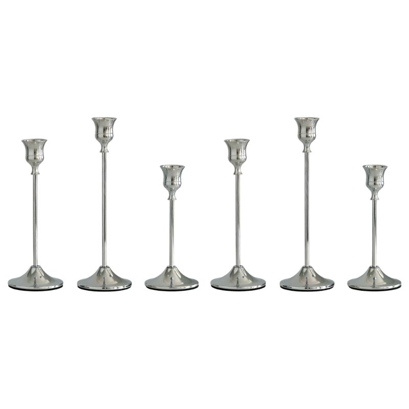 Retro Candlestick Candle Holders Iron Taper Candle Holders for Table Centerpiece Wedding Christmas Home Decorations серебряный