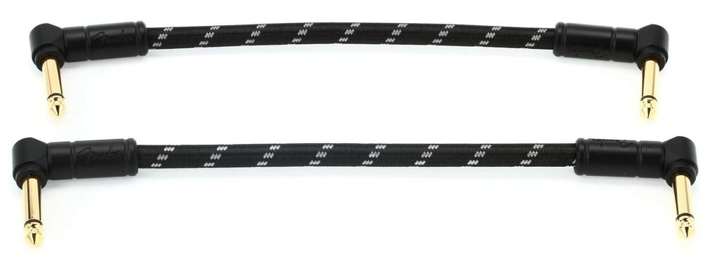 Fender Deluxe Series Instrument Cables Black Tweed 08 (2-Pack), Angle/Angle, 6",