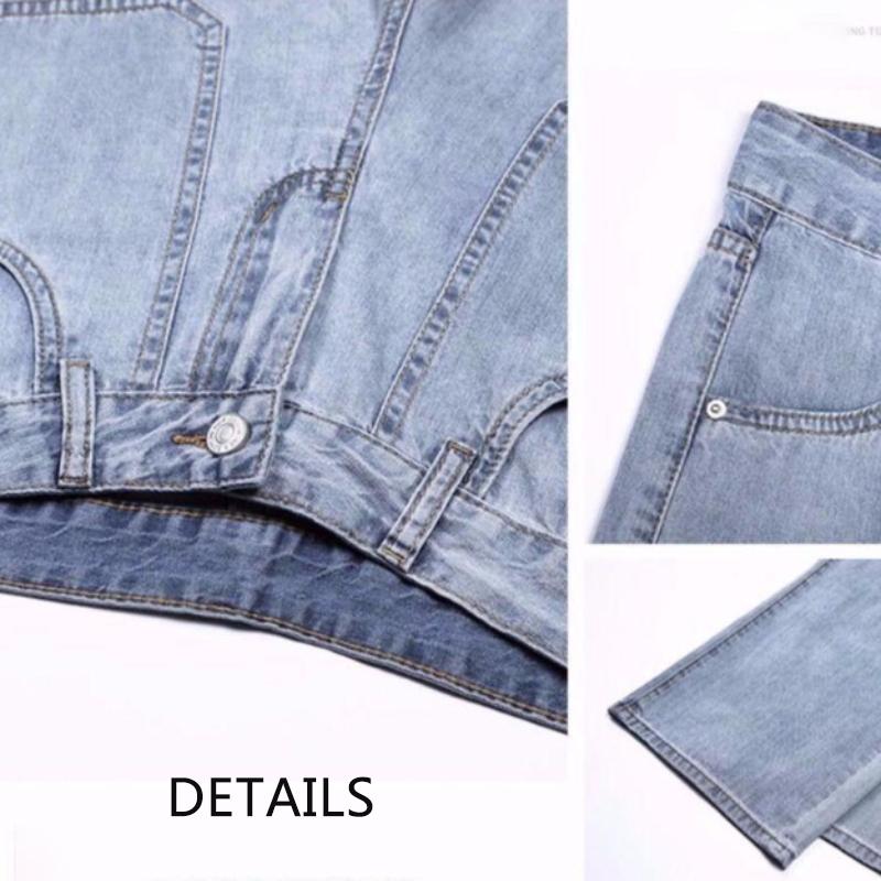 Korean Style Loose Student Wide-leg Jeans Women Summer Thin Simple Straight-leg Pants Women's High Waist Cropped Trousers
