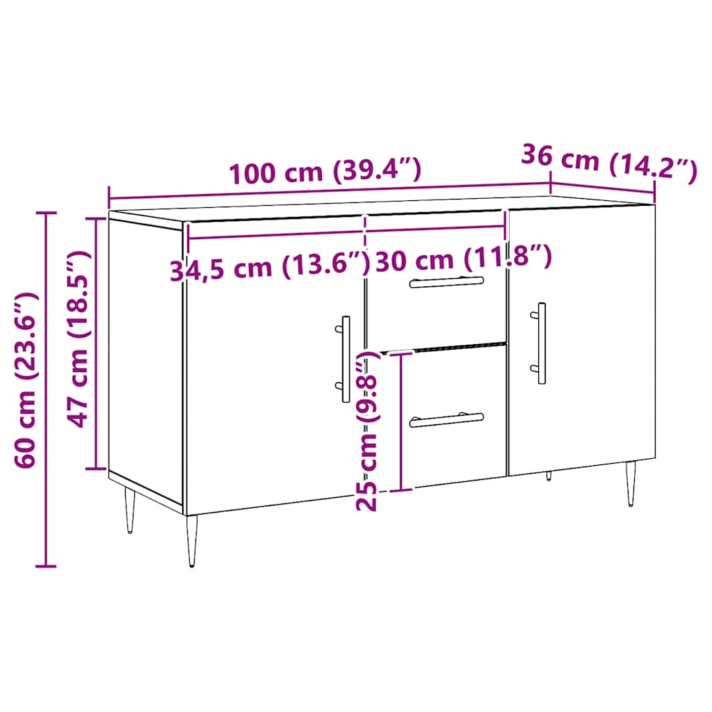 Sideboard Artisan Oak 100 x 36 x 60 cm Particleboard