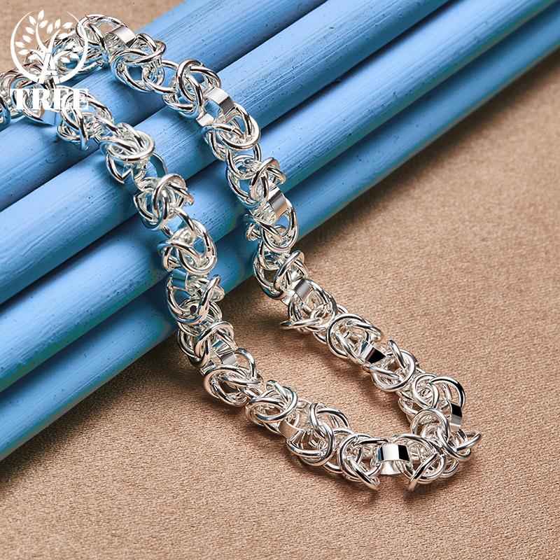 925 Sterling Silver 7mm 20 cali Łańcuszki Naszyjniki Biżuteria