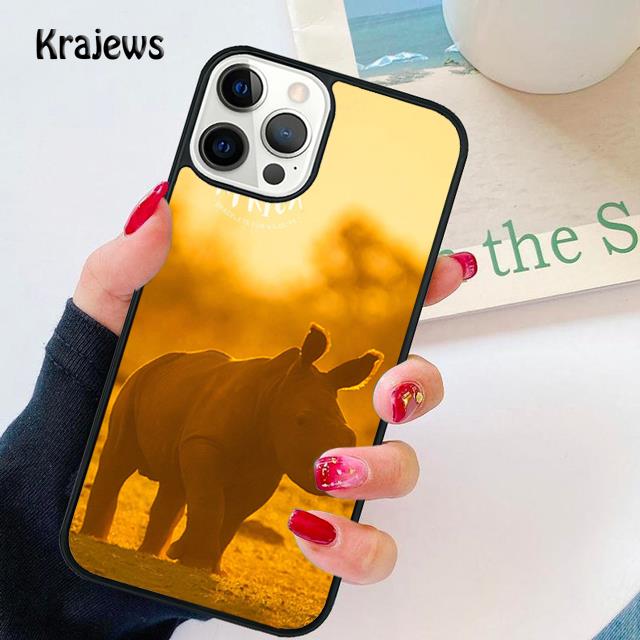 Animal Rhino Soft Phone Case For iPhone 17 Air 16 15 14 Max Plus 11 12 13 Pro Max Phone Cover coque Shell Fundas