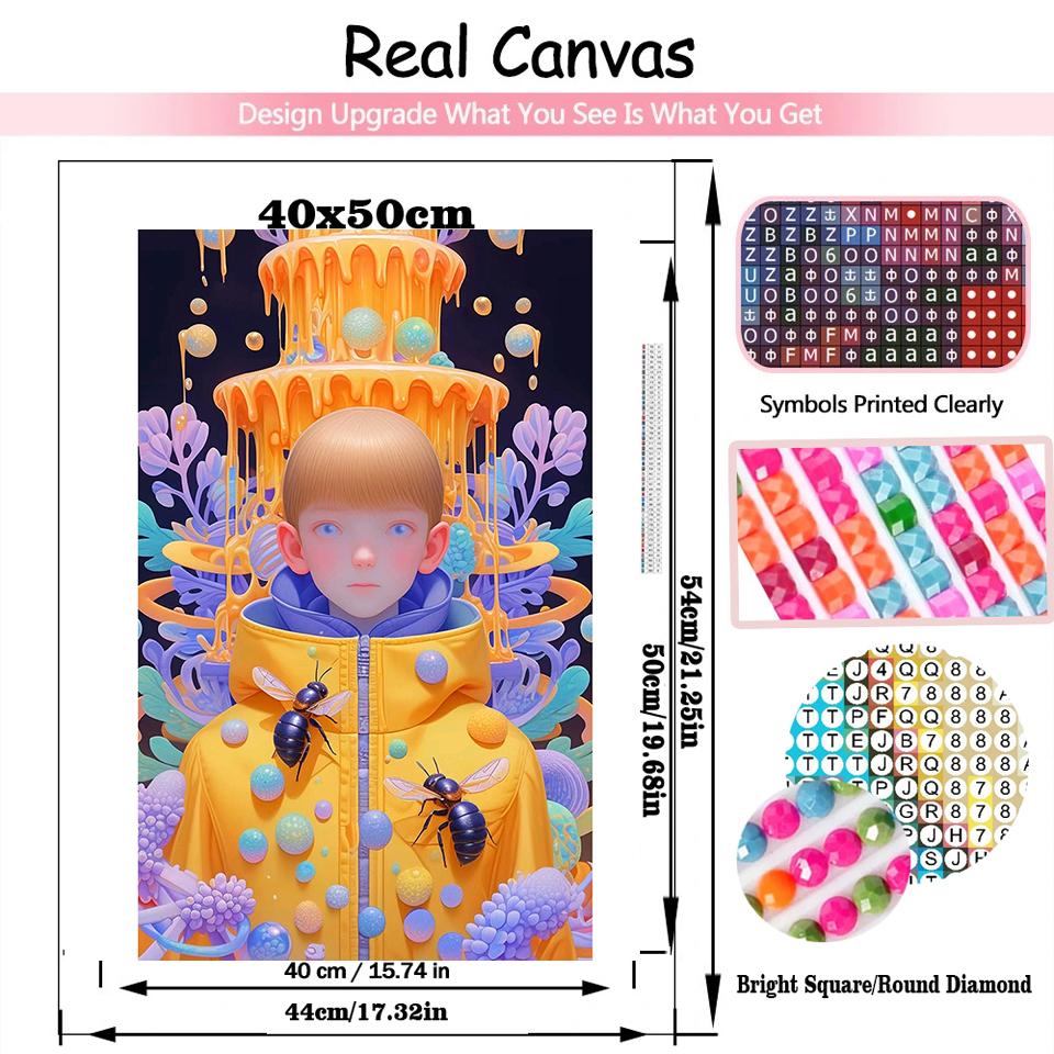 5d Diy Diamant Painting Cute Angel Bee Elf All Crystal Embroidery Set Decoration Children's Room Wall Decoration Gift