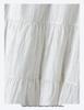 Women's White Cotton Linen Puff Sleeve Belted Midi Dress