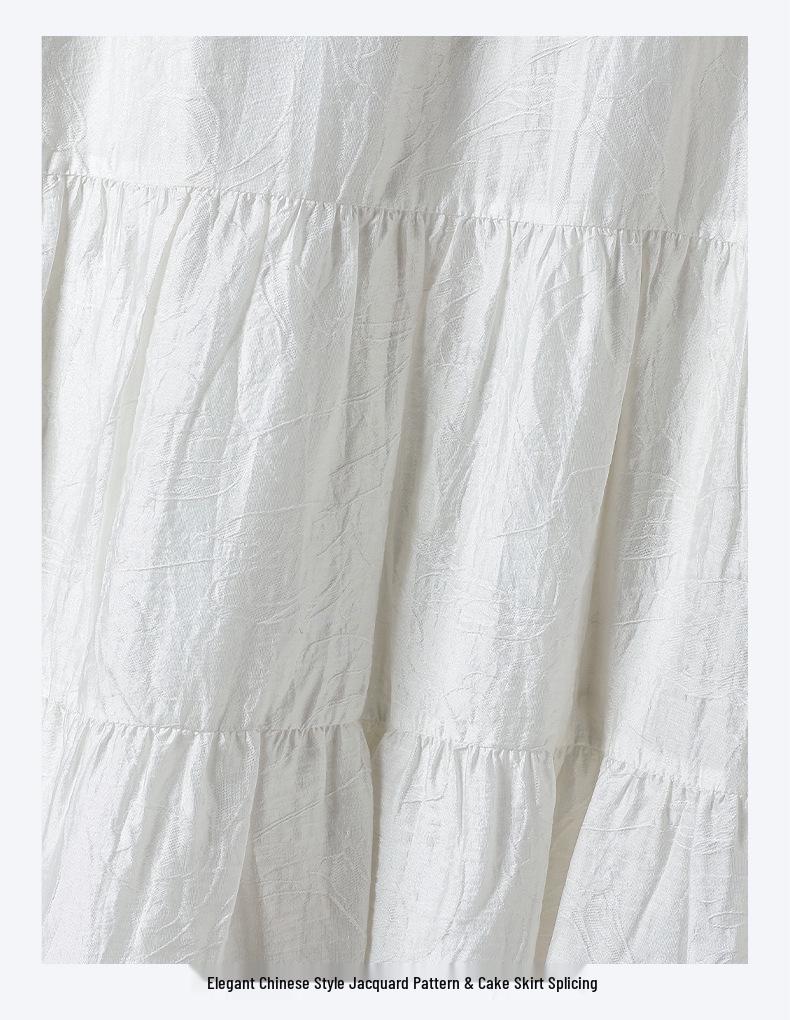 Women's White Cotton Linen Puff Sleeve Belted Midi Dress