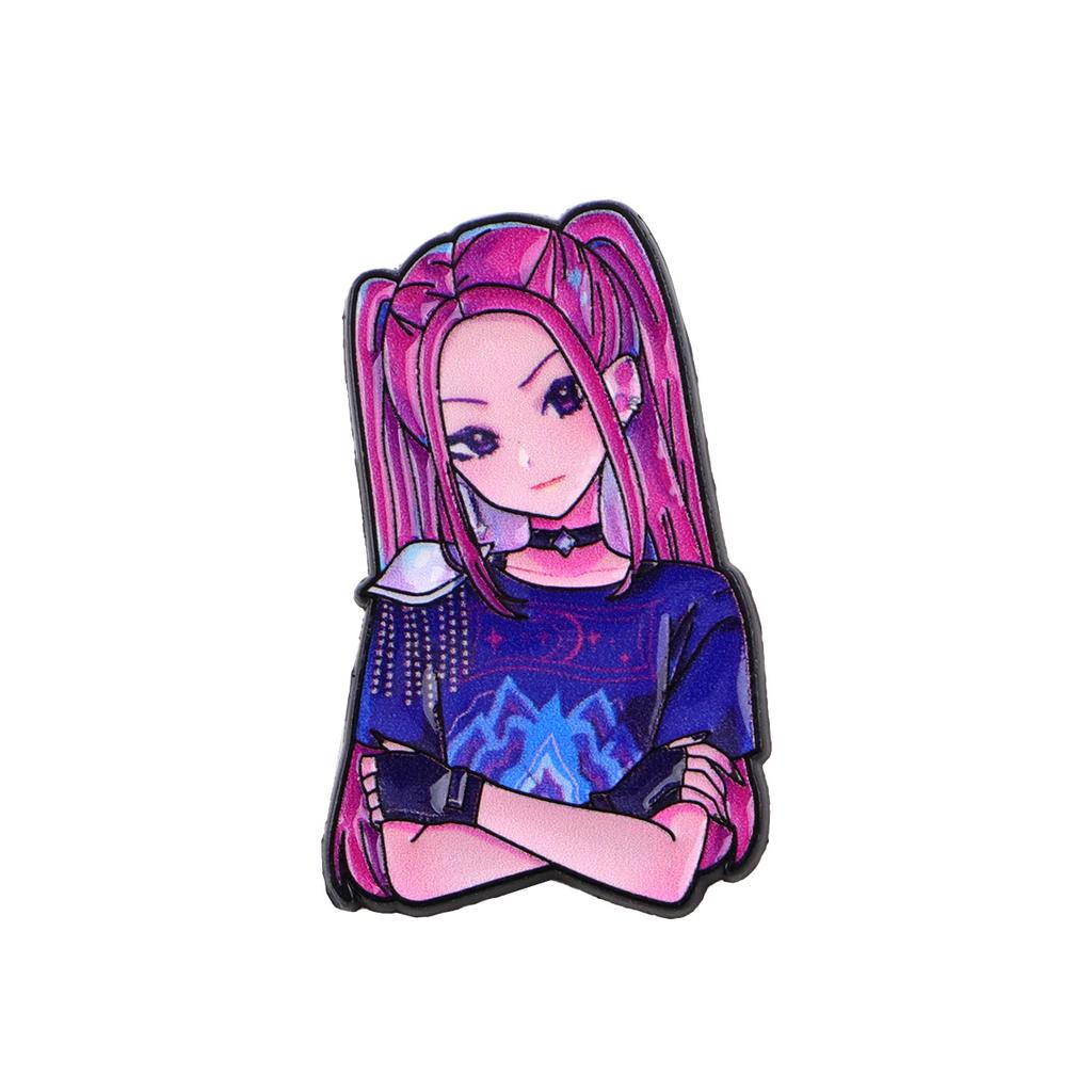 Happy Blue Cat Tiger Enamel Pin Mystic Hunter Girls Group Brooches Lapel Badges Fantasy Animals Jewelry Gift for Fans Friends