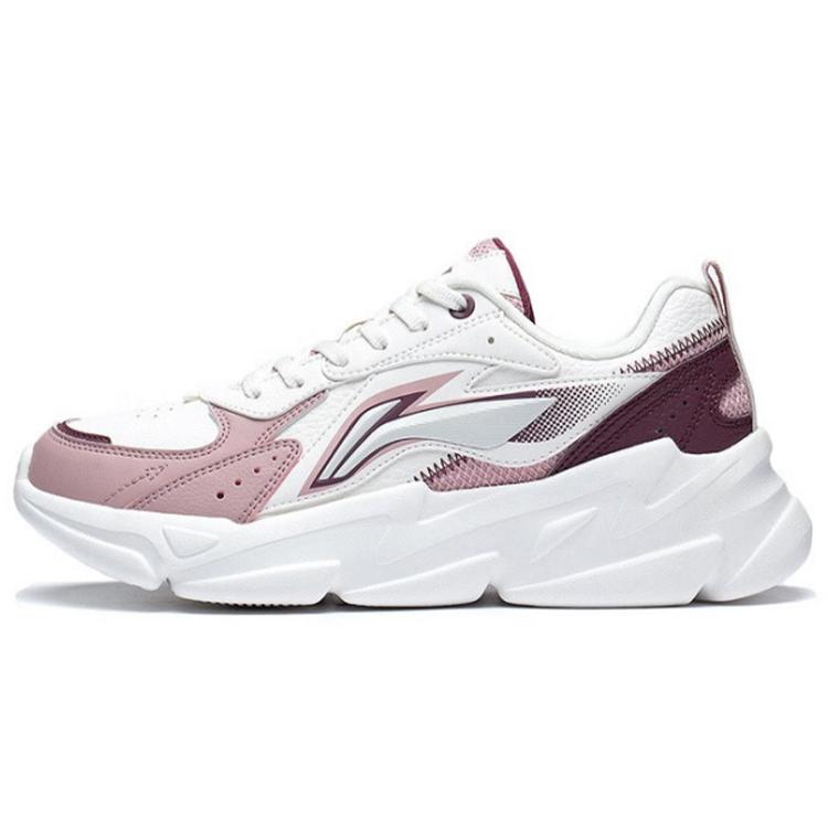 

New LiNing Low Top Sports Casual Shoes Women s White Rose Red AGLS172-2 36