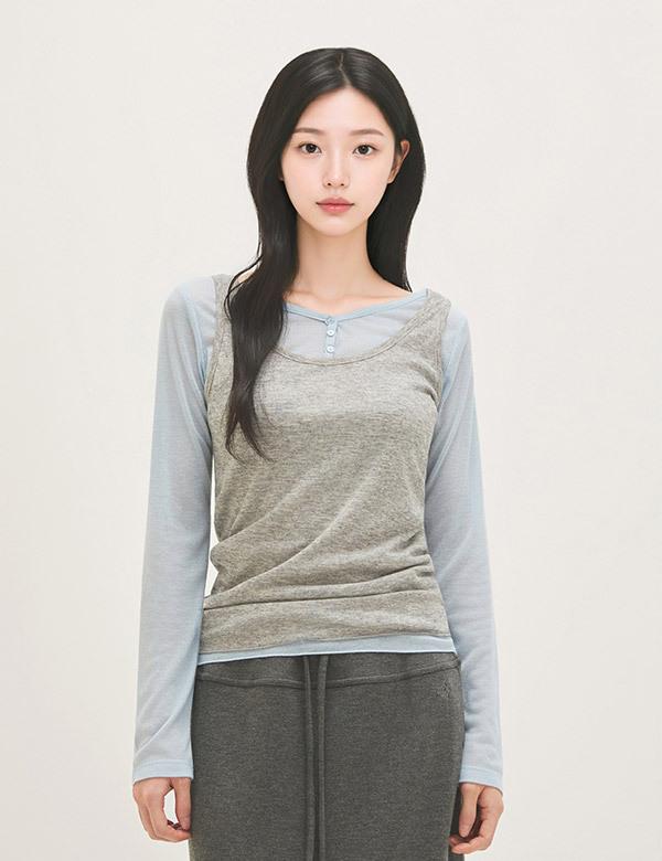 ROEM Layered Long Sleeve T-Shirt Rmlwg24Rt1