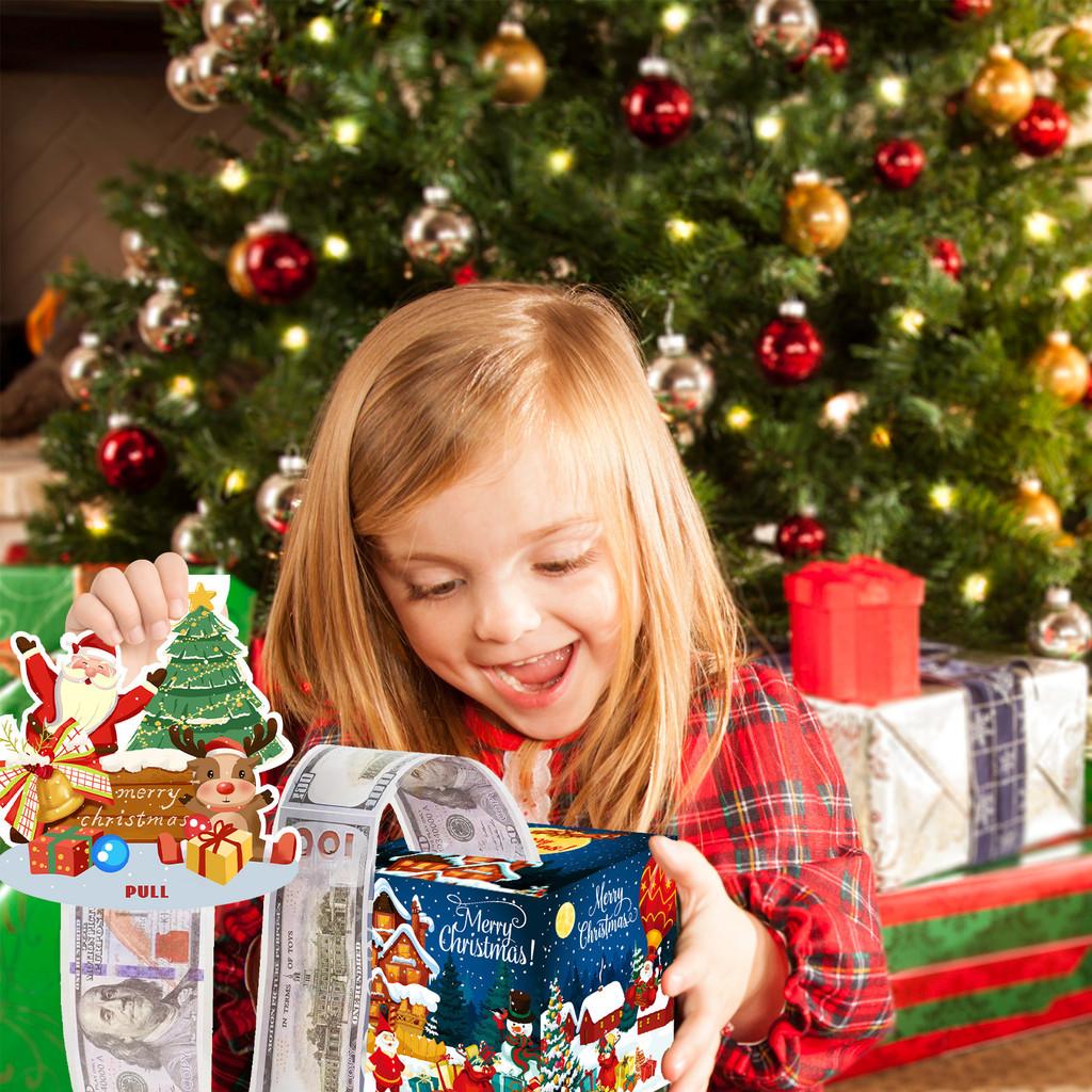 Deep Christmas Blue Theme Pattern Gift Box Holiday Decoration Prop Atmosphere