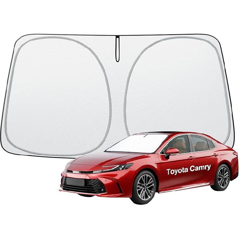 Wigoo 2025 Tesla New Model Y Accessories Windshield Sunshade [OEM Design, 100% Sun Blockage] Foldable Heat Ulation Sunshade With Storage Bag, For
