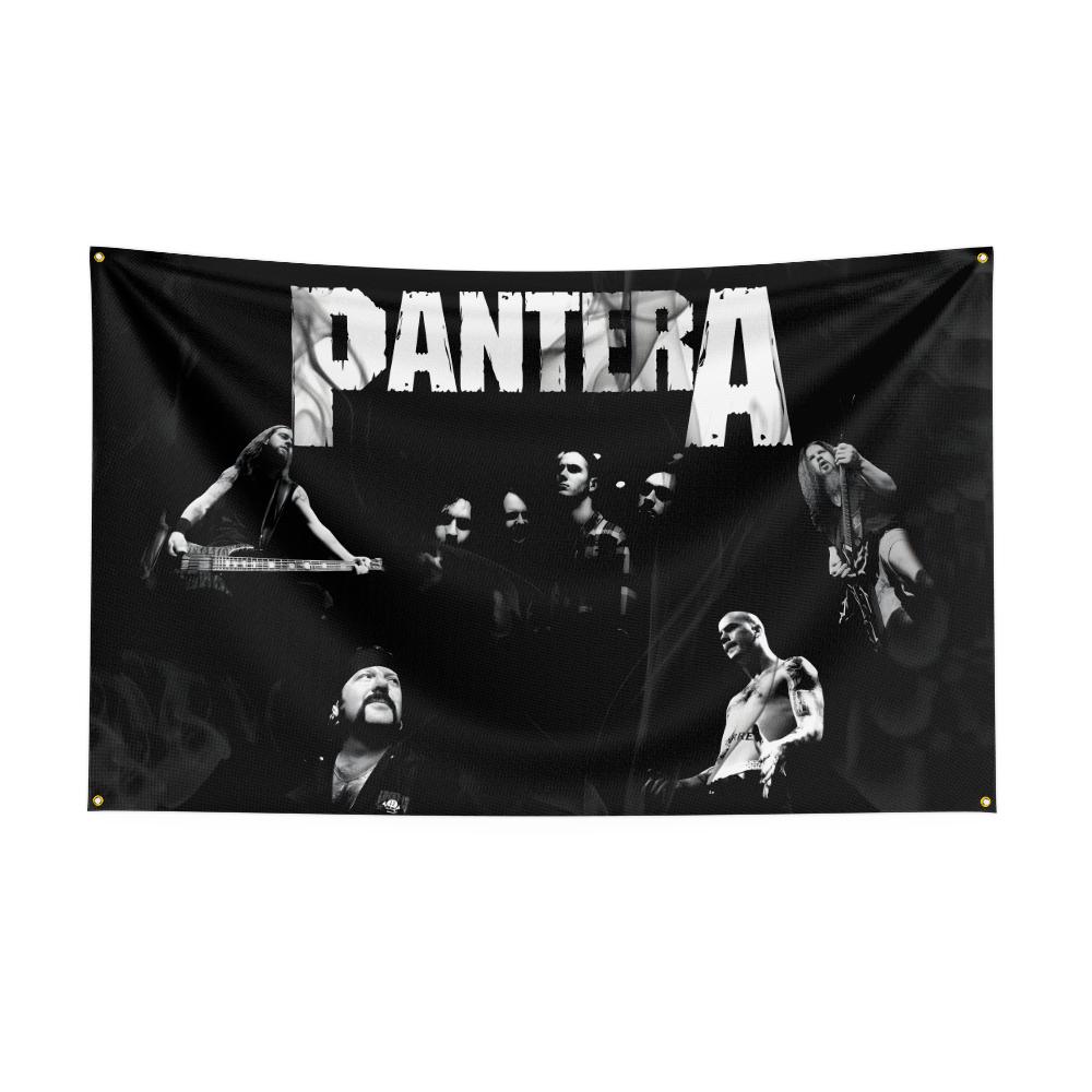 Ppanteras Flag Rock Music Band Banner 3x5ft With Brass Grommets Hd Printing Tapestry Exhibition Music Band Fans Garage Decor