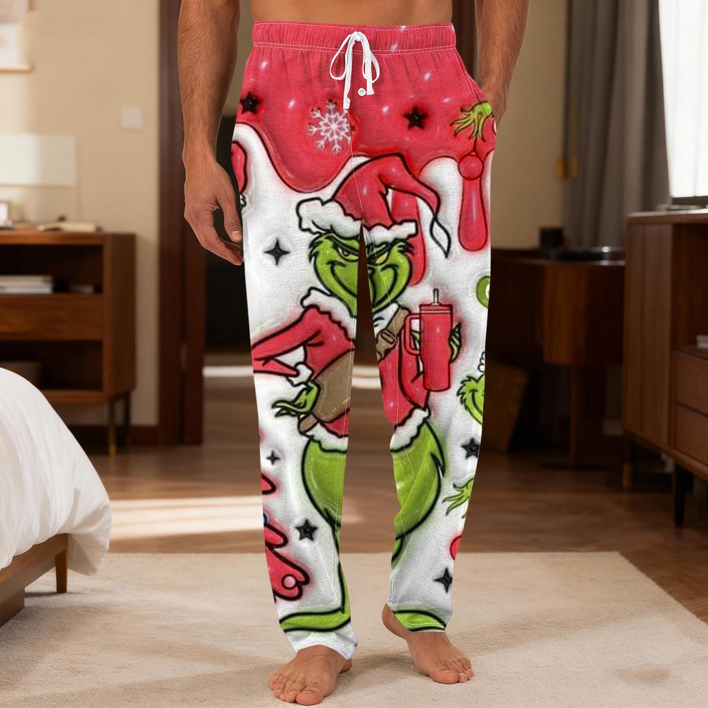 Men's Plain Knit Solid Pocket Casual Pants Home Pajama Pants