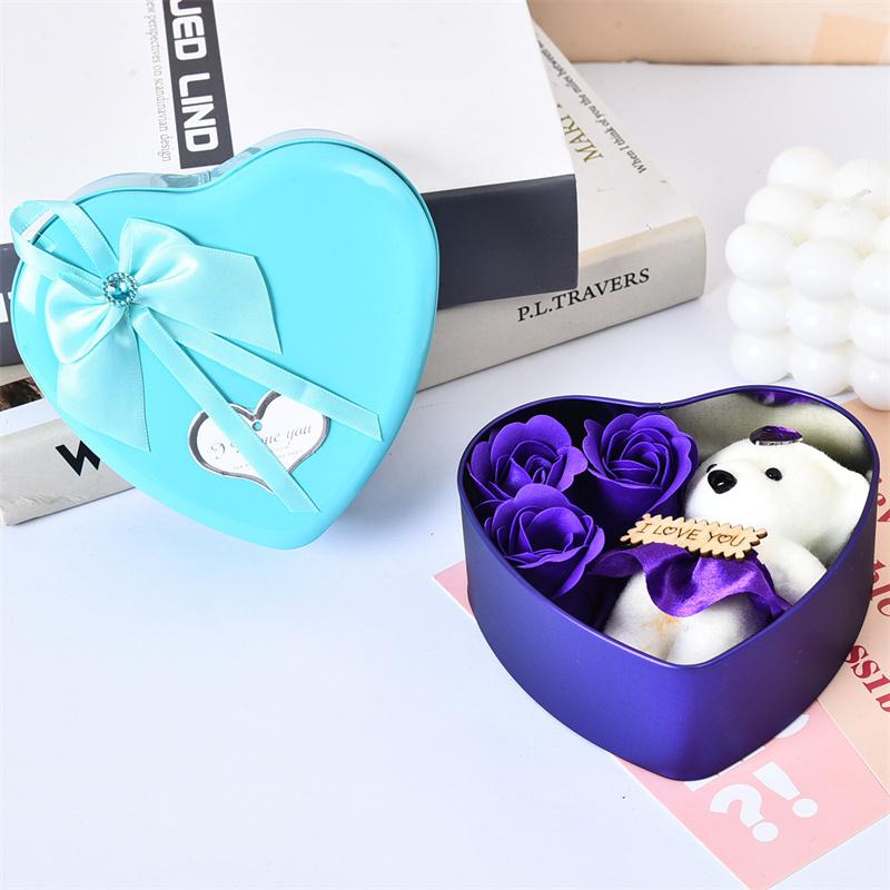 Bear Rose Gift Box Valentine'S Day Flower Love Box Bears Bouquet Wedding Birthday Home Party Decoration Gift For My Girlfriend