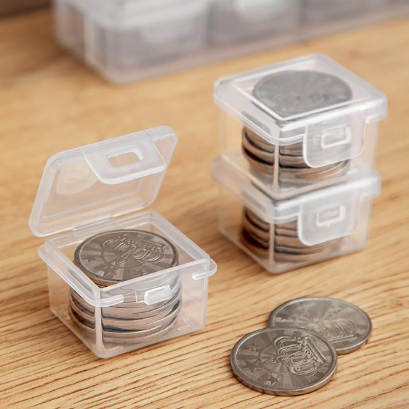 Clear Rectangular Coin Cases Capsules Container Holder Storage Box Plastic For Storing Coins Bins