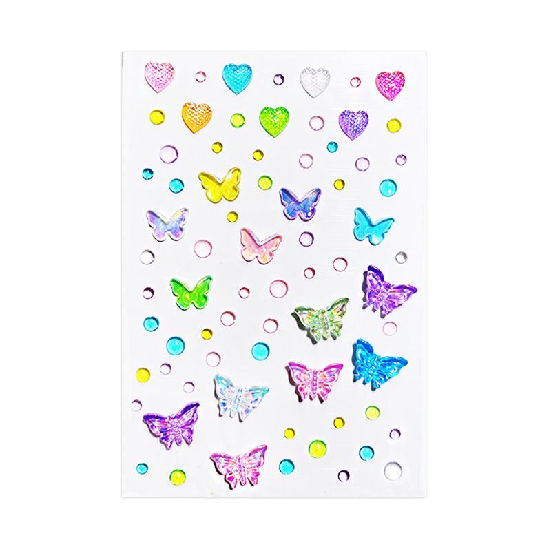 Sinfonia Aurora Farfalla Ghiaccio trasparente Farfalla Gemma Cristallo Diamante Adesivo Ragazza Vestire Viso tridimensionale brillante decorazione colore