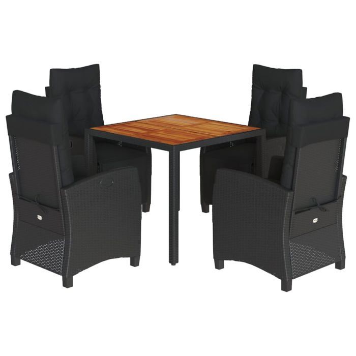 VidaXL Ensemble à Manger de Jardin avec Coussins 5 pcs, Table et Chaises avec Dossier Réglable, Meubles d'Extérieur, 3212907