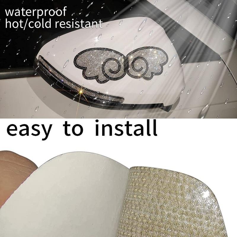 Bling Diamond Stickers for Car Rear Window Cute Wings Auto Scratches On Bumper Body Refrigerator Helmet Blossom Decal Decro