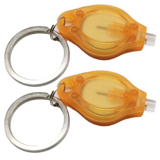 2Pcs Mini LED Flashlights with Key Ring Compact Size Portable Battery Powered Outdoor Camping Bright Tiny Light Emergency Lamps