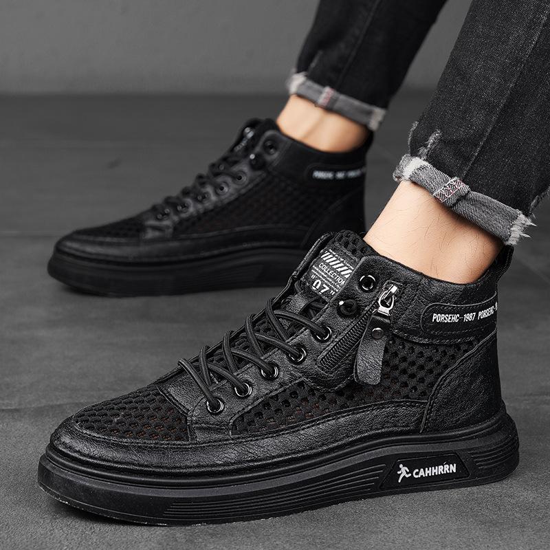 High-top spring new mesh breathable casual sports teen lazy canvas shoes