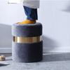 Velvet Ottoman with Storage Blue Vanity Chair Gold Legs Storage Footstool Living Room Elegant Storage Footstools