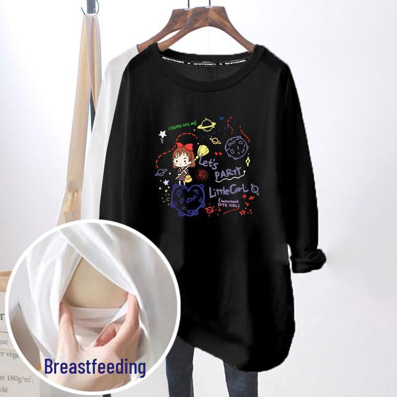 

Стильные топы для беременных и кормящих мам на осень/зиму - модные футболки для кормящих мам, универсальная нижняя одежда больших размеров Medium (M)