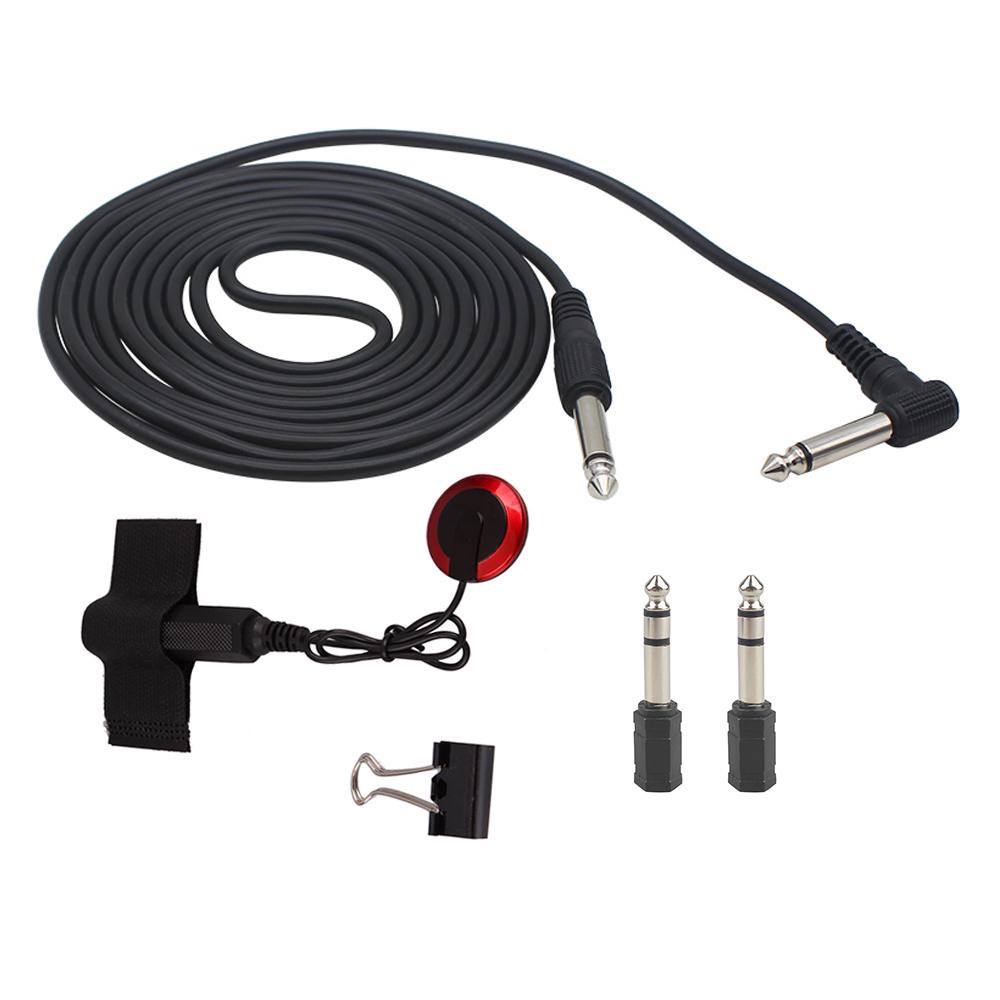 Universal String Instrument Pickup Set with Pickup + 6.35mm Audio Cable + 2pcs 6.35mm to 3.5mm Adapters + Metal Clip