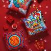 Joy Chinese Traditional Lucky Fish Embroidery Cushion Chic Velvet Tufted Cushion Covers Chair Sofa Cushion Wedding Bedding Decor