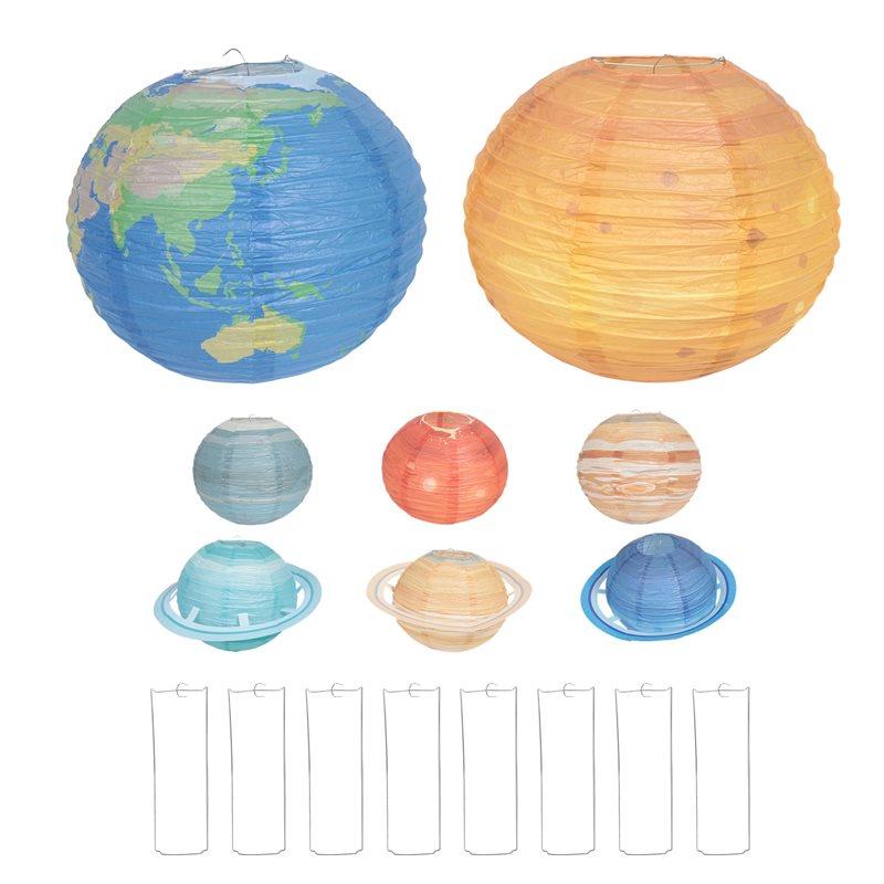 

ABJI-8Pcs Space Paper Lanterns Multi-Color Solar System Planets Lanterns 12Inch Outer Space Themed Party Supplies Durable Multic разноцветный