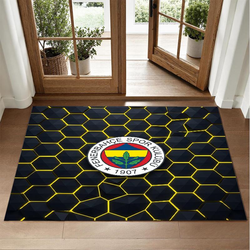 Fenerbahçe FC Design Crystal Velvet Rug Soft Decorative Mat for Bedroom Entrance