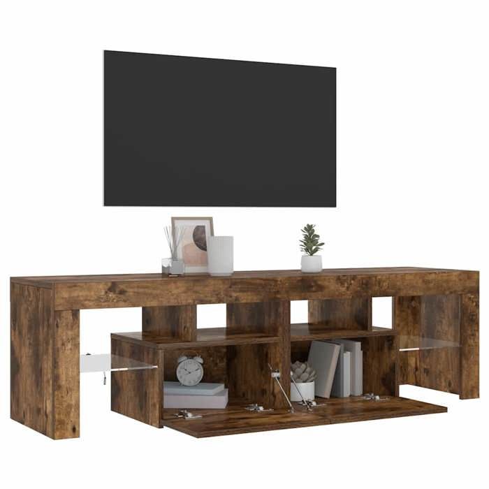 vidaXL Meuble TV avec lumières LED Chêne fumé 140x36,5x40 cm 822641