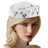 Rhinestone Flower Fascinator Hat for Teaparty Cocktail Party Female Pillbox Hat Roleplay Bowler Hat for Formal Occasion