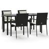 Vidaxl 5-Cz. Garden Furniture Set With Cushions, Black, Poly Rattan