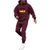 Men's Solid Color Flag Print Hooded Universal Versatile Hooded Sweatshirt Sweatpants Casual Sports Suit