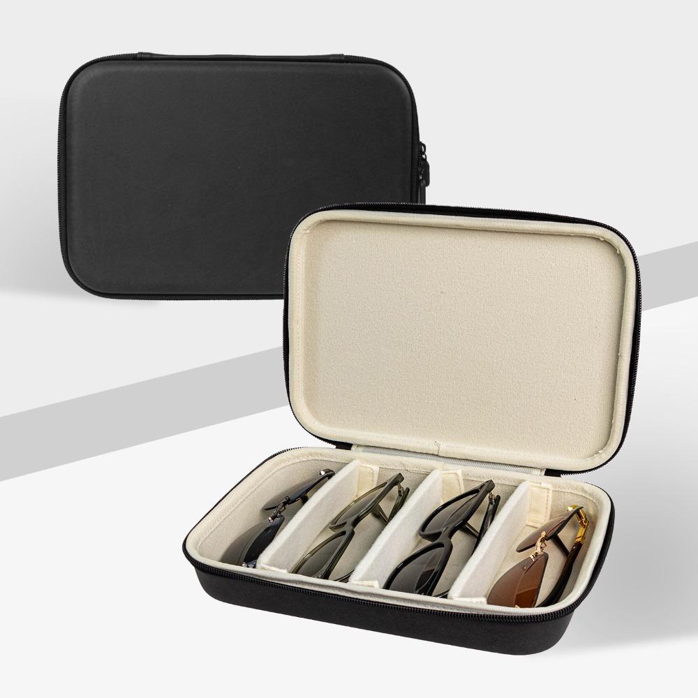 

Pressure Resistant 4 Slots Glasses Case Hard Shell Sunglasses Cases For Women Men чёрный
