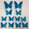 12Pcs/Set 3D Flash Color Butterfly Stickers Home Decor & DIY Wall Art for Window Wall Gold Silver Red Blue Wall Stickers