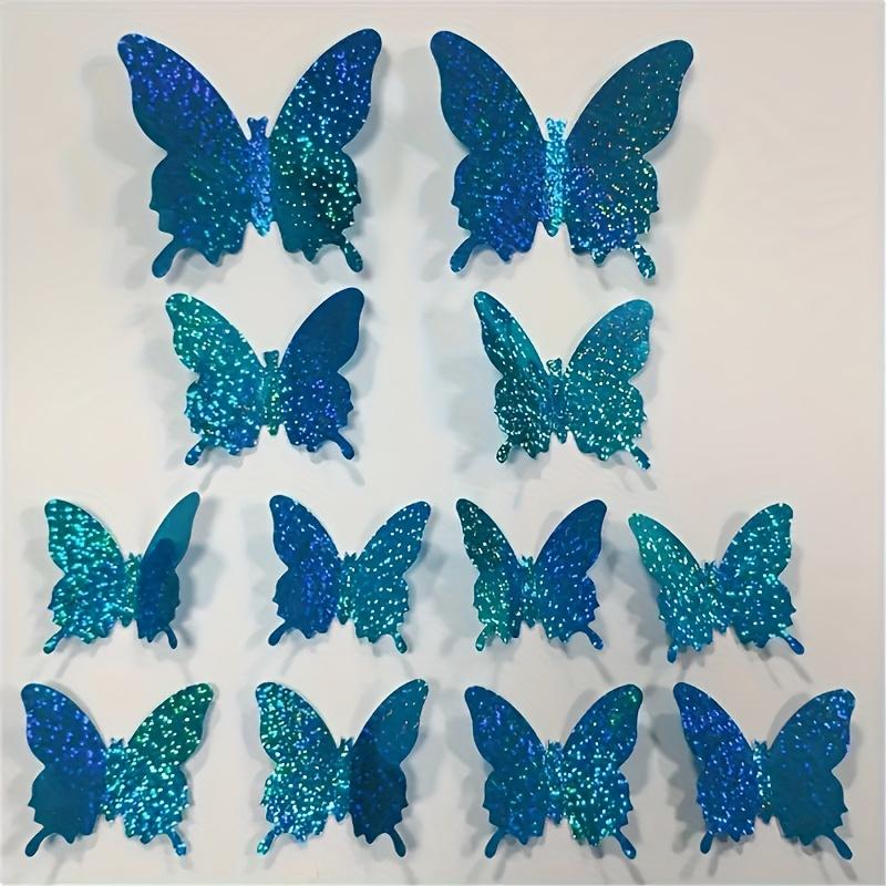 12Pcs/Set 3D Flash Color Butterfly Stickers Home Decor & DIY Wall Art for Window Wall Gold Silver Red Blue Wall Stickers