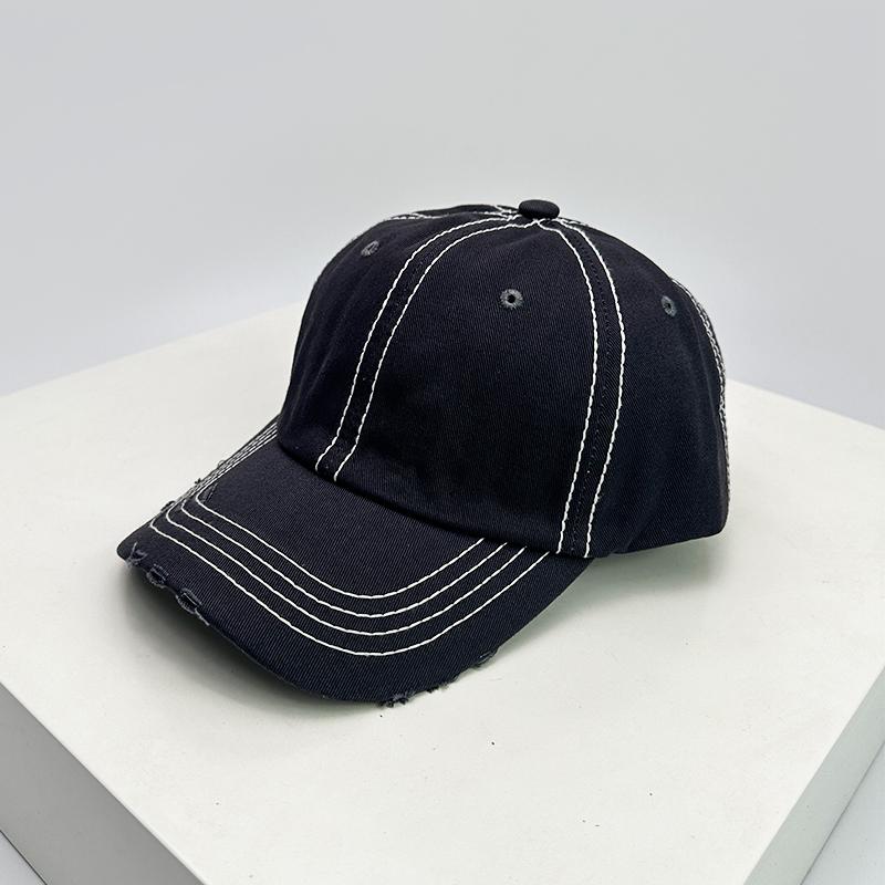 New Unisex Solid Distress Retro Baseball Hats Breathable Street Sunshade Simple Peaked Cap Versatile Fashion Casual Broken Style
