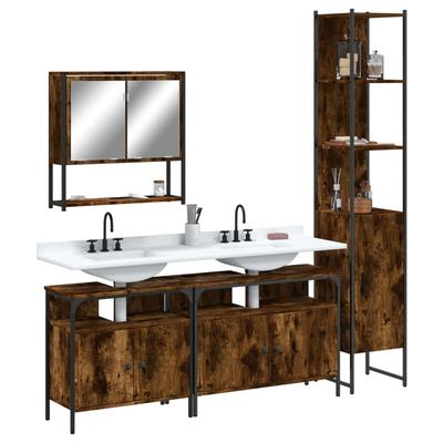 Vidaxl 4-Piece Bathroom Furniture Set, Smoked Oak