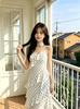 Pure Desire Polka Dot Slip Dress With Ruffle Details For Summer Casual Wear